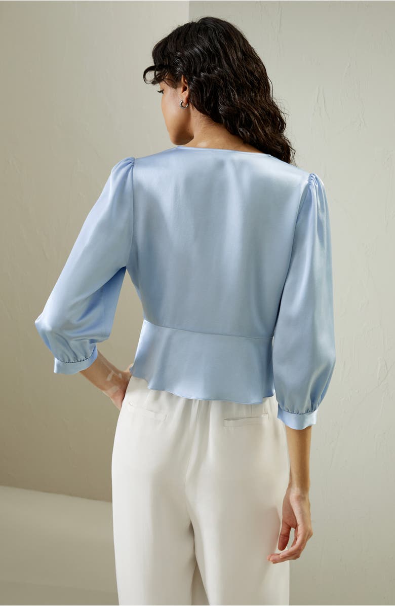 Lilysilk X SONIA Fitted Retro Corset Silk Top, Alternate, color, Blue