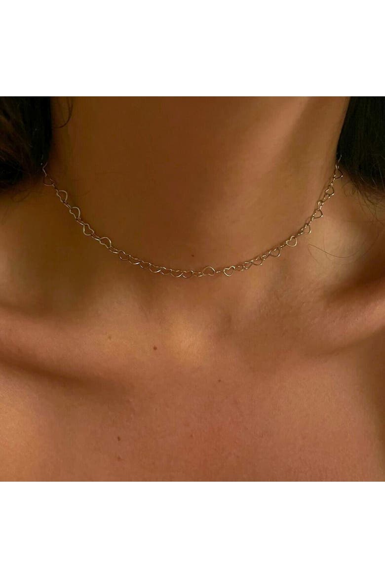 Love Heart Sterling Silver Chain Necklace, Alternate, color, Silver