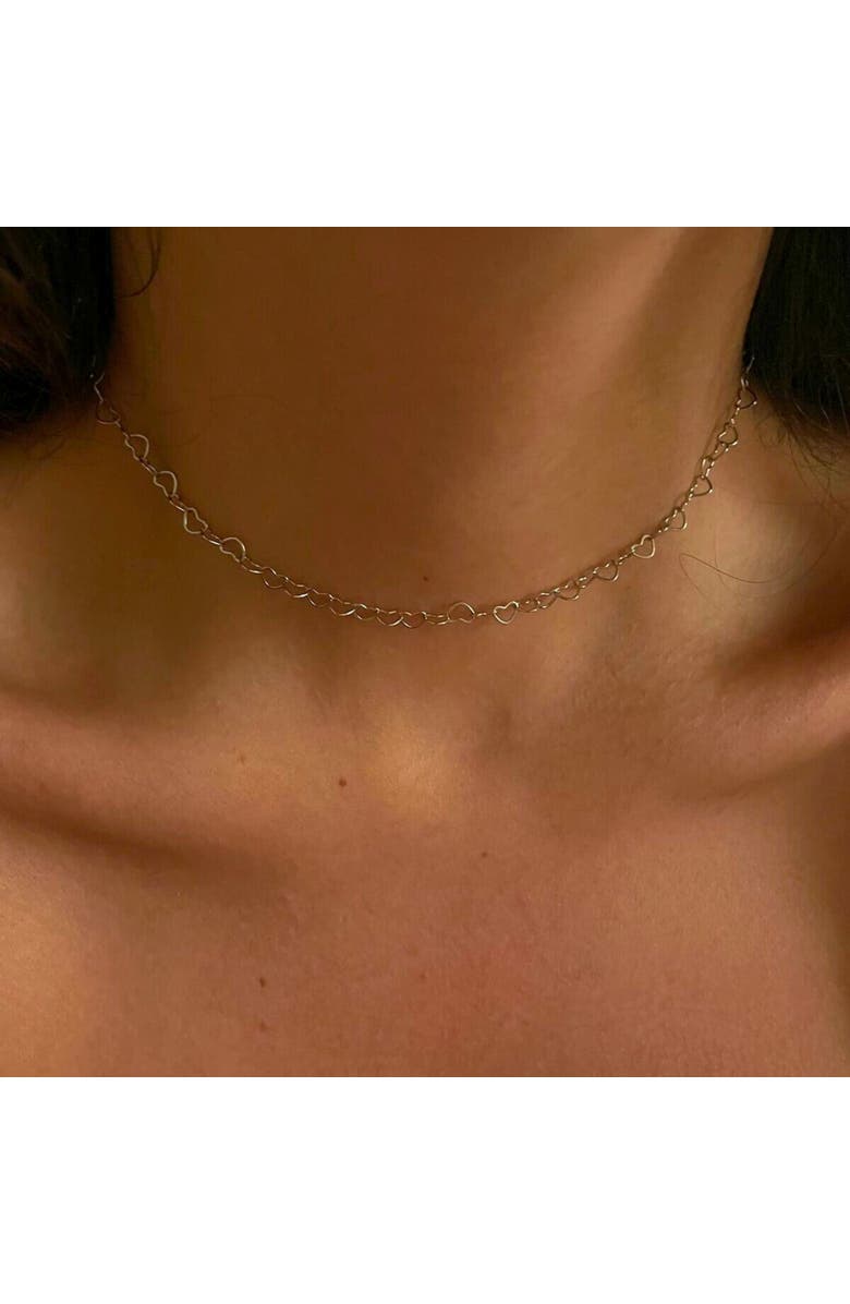 Spero London Love Heart Sterling Silver Chain Necklace, Alternate, color, Silver