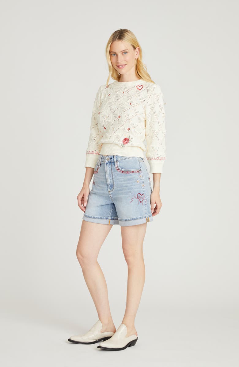 Driftwood Aria High Waist Denim Shorts, Alternate, color, Light Wash