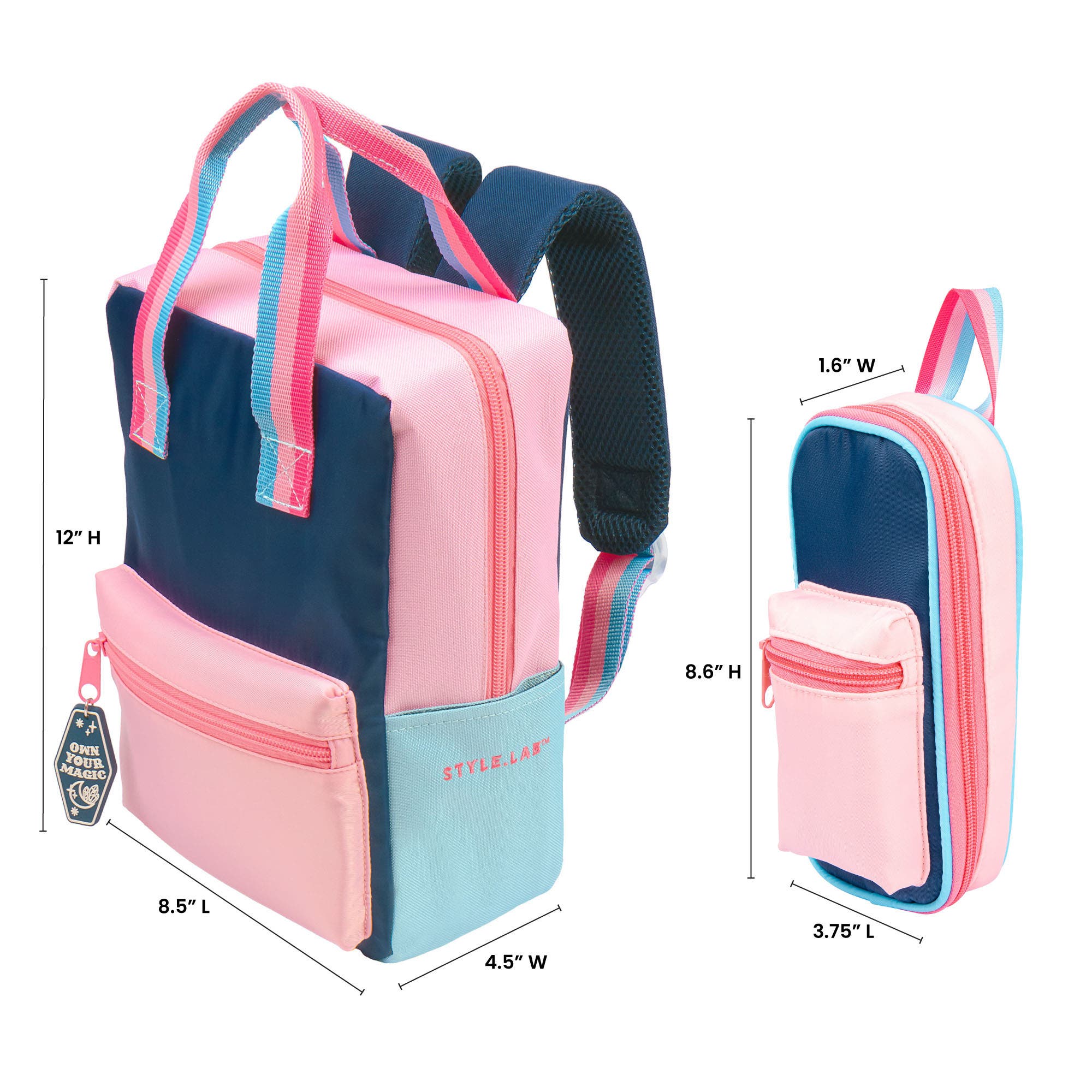 Style.Lab Fashion Angels Harlow Colorblock Backpack and Pouch Set, Alternate, color, Multicolored