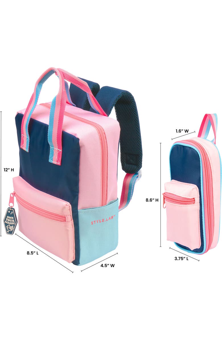 Style.Lab Fashion Angels Harlow Colorblock Backpack and Pouch Set, Alternate, color, Multicolored