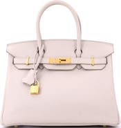 Pre-Owned Hermes Birkin Handbag Light Togo with Gold Hardware 30