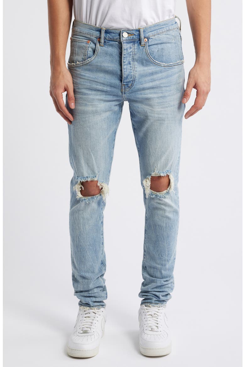 Ripped Knee Blowout Slim Jeans, Main, color, LIGHT INDIGO BLOWOUT