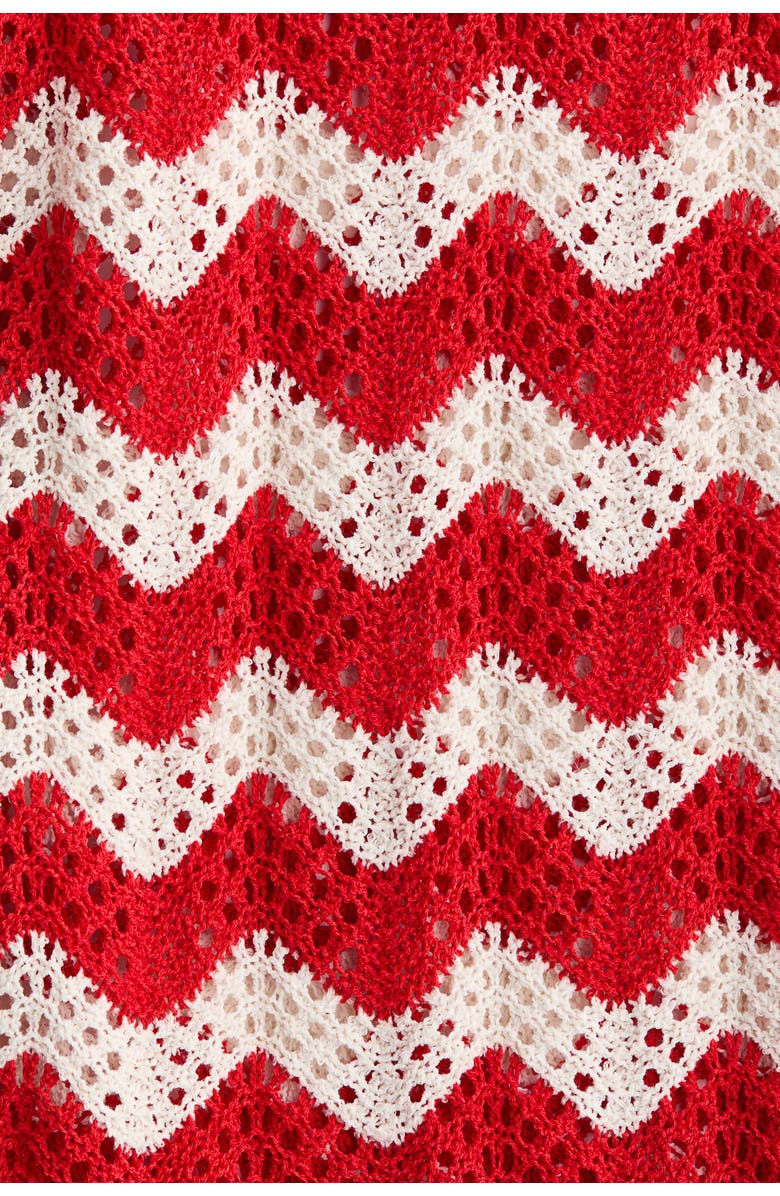 H&M Crochet-look jacquard jersey pants, Alternate, color, White/Red Striped