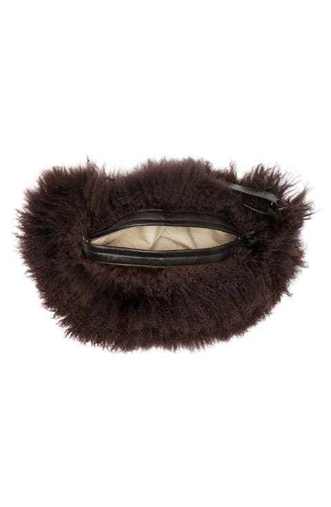 Quiver Clip Genuine Shearling Shoulder Bag