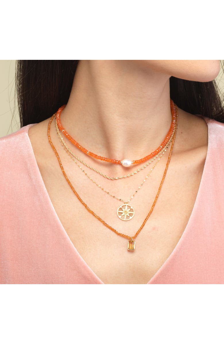 The Lovery Fine Jewelry Citrine Bead Bezel Necklace, Alternate, color, Citrine