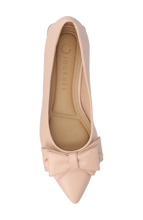 Shop Journee Collection Ophelia Bow Pointed Toe Flat In Beige