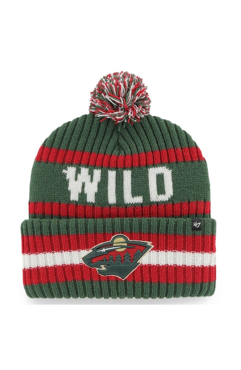 '47 Men's '47 Green Minnesota Wild Bering Cuffed Knit Hat with Pom, Main, color, Green