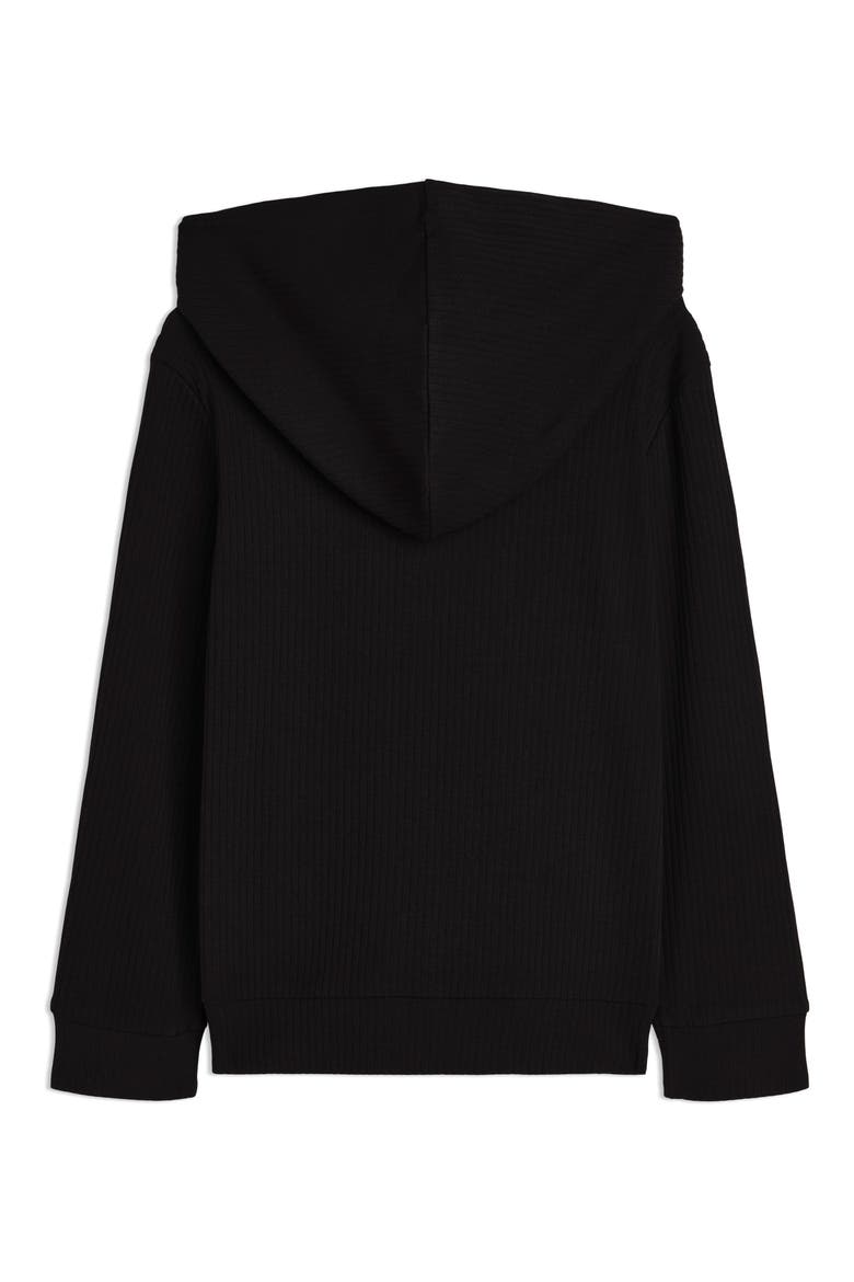 Kids' Bow Society Ribbed Stretch Cotton Hoodie, Alternate, color, PUMA BLACK