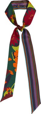 Lost Pattern Frida Garden Print Skinny Silk Scarf