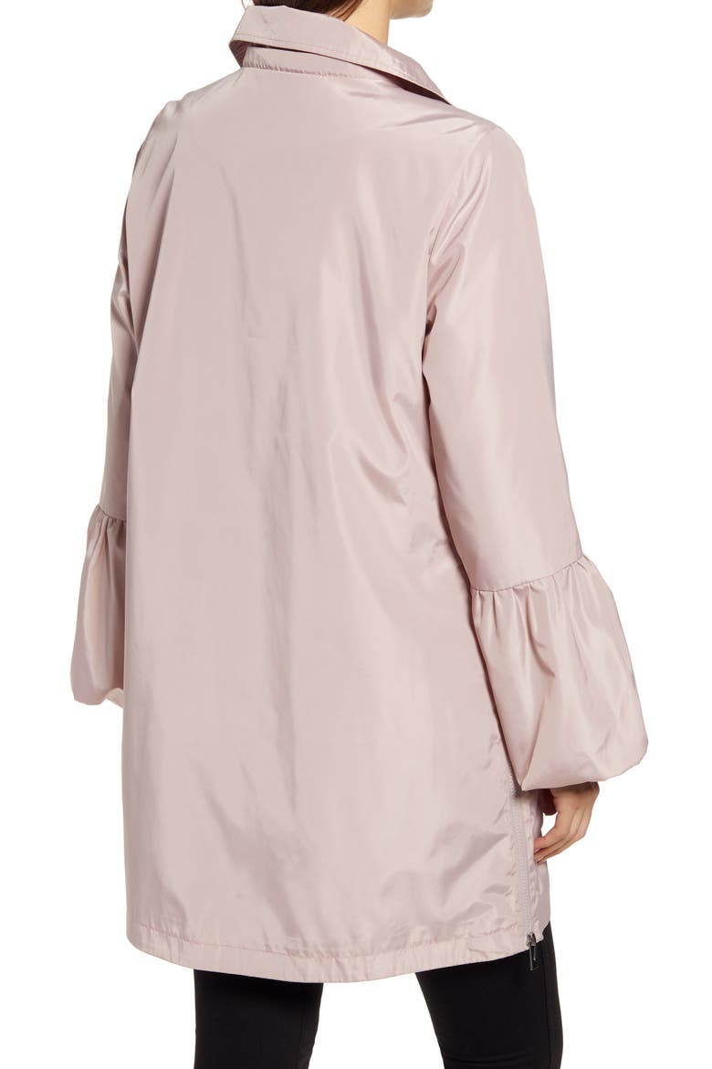 Balloon Sleeve Water Repellent Packable Rain Jacket, Alternate, color, PALE PINK