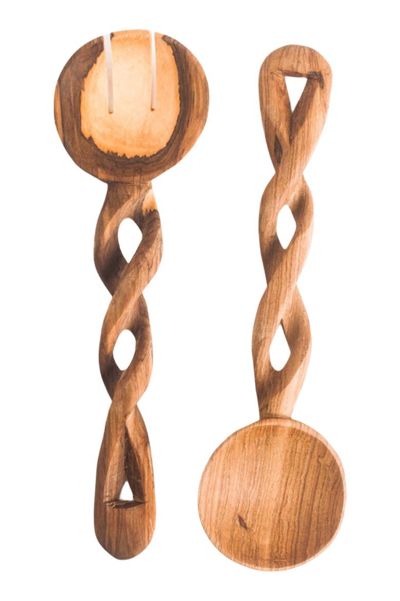 Spiral Salad Servers, Main, color, Natural