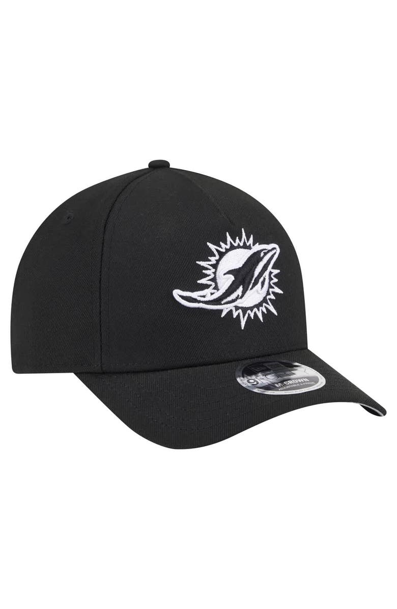New Era Men's New Era  Black Miami Dolphins Team Collection 9FORTY M-Crown A-Frame Adjustable Hat, Alternate, color, Black