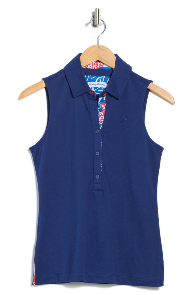 Tommy Bahama Paradise Piqué Sleeveless Polo, Main, color, Island Navy