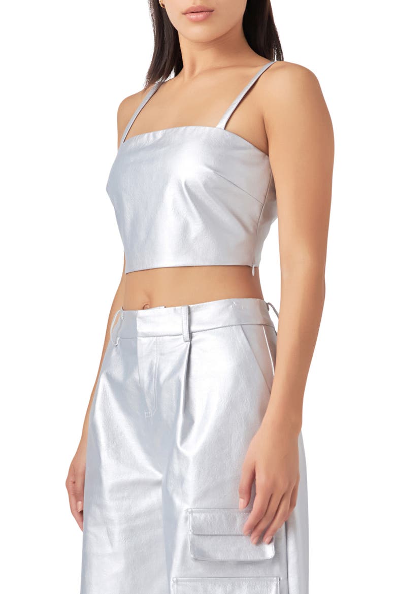 Cutout Crop Tank, Alternate, color, SILVER