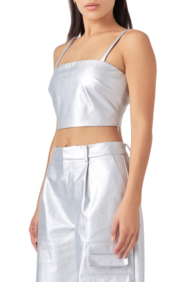Grey Lab Cutout Crop Tank, Alternate, color, Silver