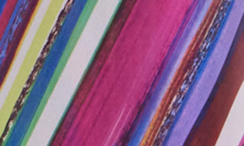 Badgley Mischka Striped Georgette Trapeze Gown In Fuchsia Multi