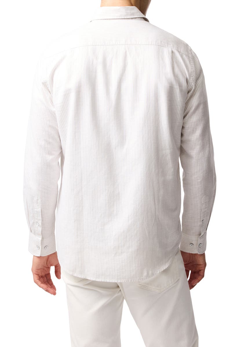 Rodd & Gunn Batista Hill Stripe Linen & Cotton Button-Up Shirt, Alternate, color, Sand