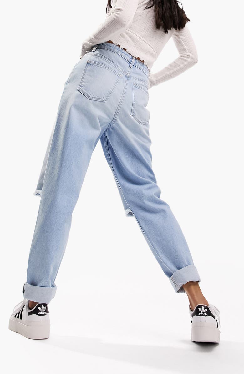 ASOS DESIGN Ripped Relaxed Mom Jeans, Alternate, color, 