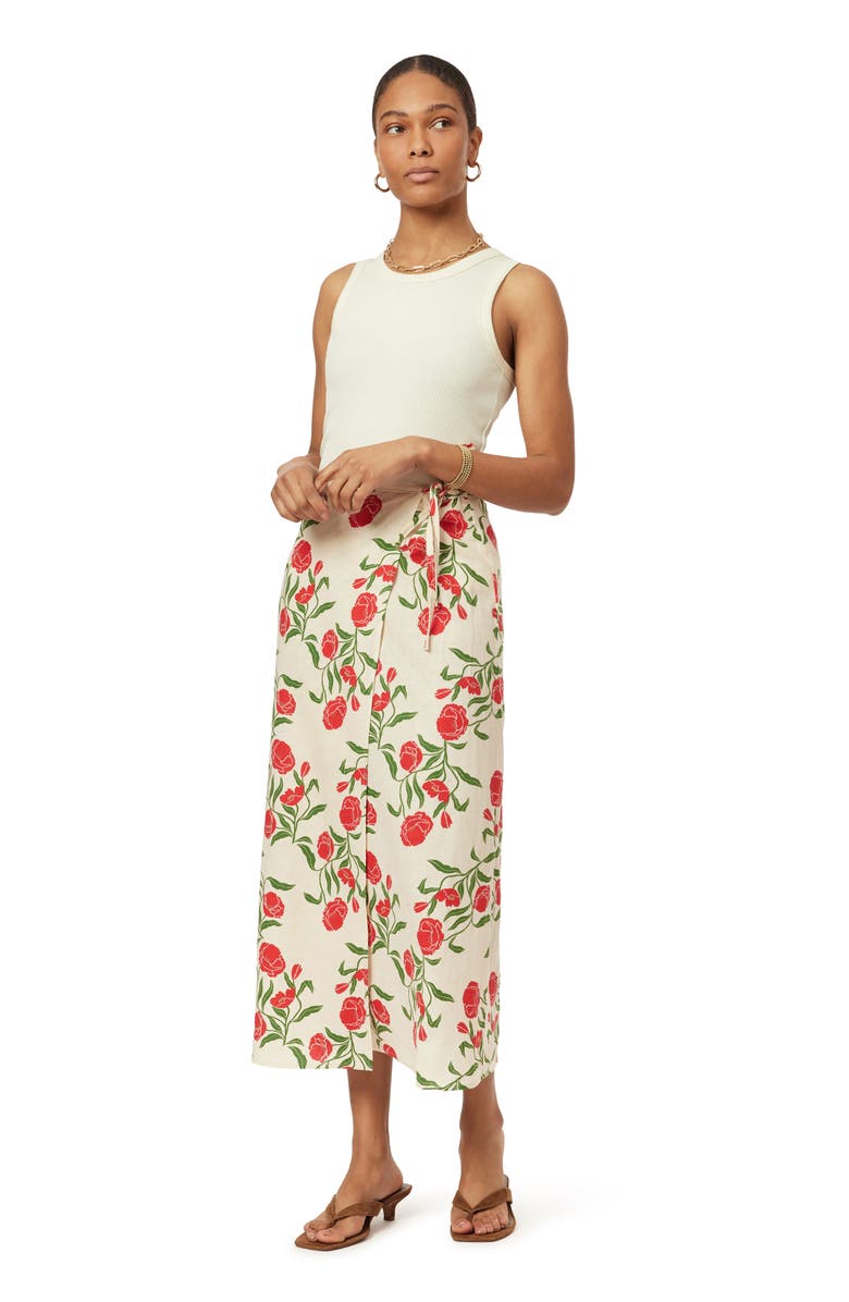 Scotch & Soda Floral Wrap Skirt, Alternate, color, Whitecap Floral Print