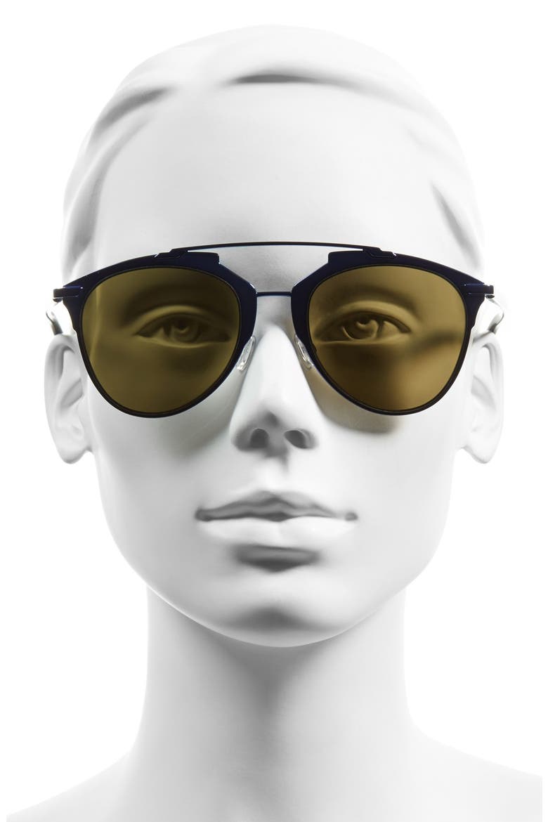 'Reflected' 52mm Sunglasses, Alternate, color, BLUE/ BLACK