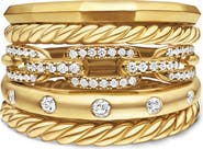 David Yurman Stax Wide Ring with Diamonds in 18K Gold, 15mm