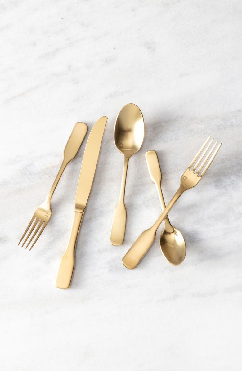 Fortessa Ashton Brushed 20-Piece Flatware Set, Alternate, color, Gold