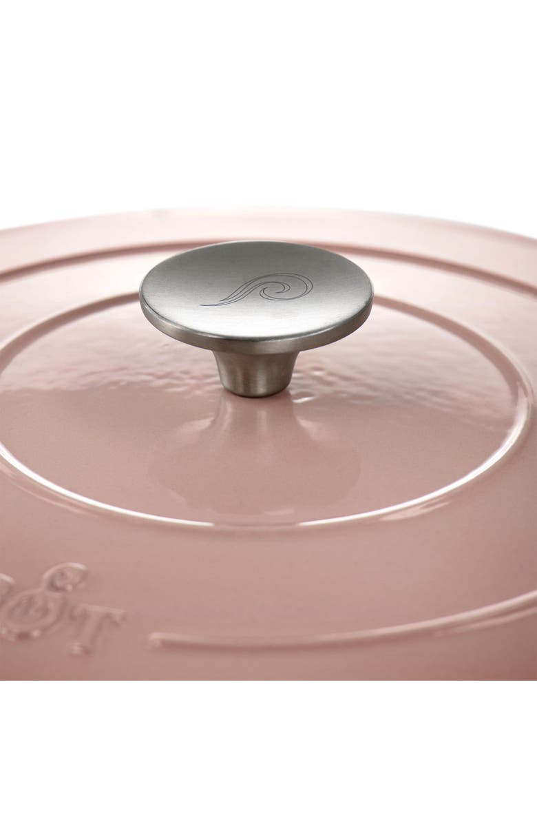 Crock-pot 5 Quart Round Enameled Cast Iron Braiser Pan with Self Basting Lid, Alternate, color, Pink