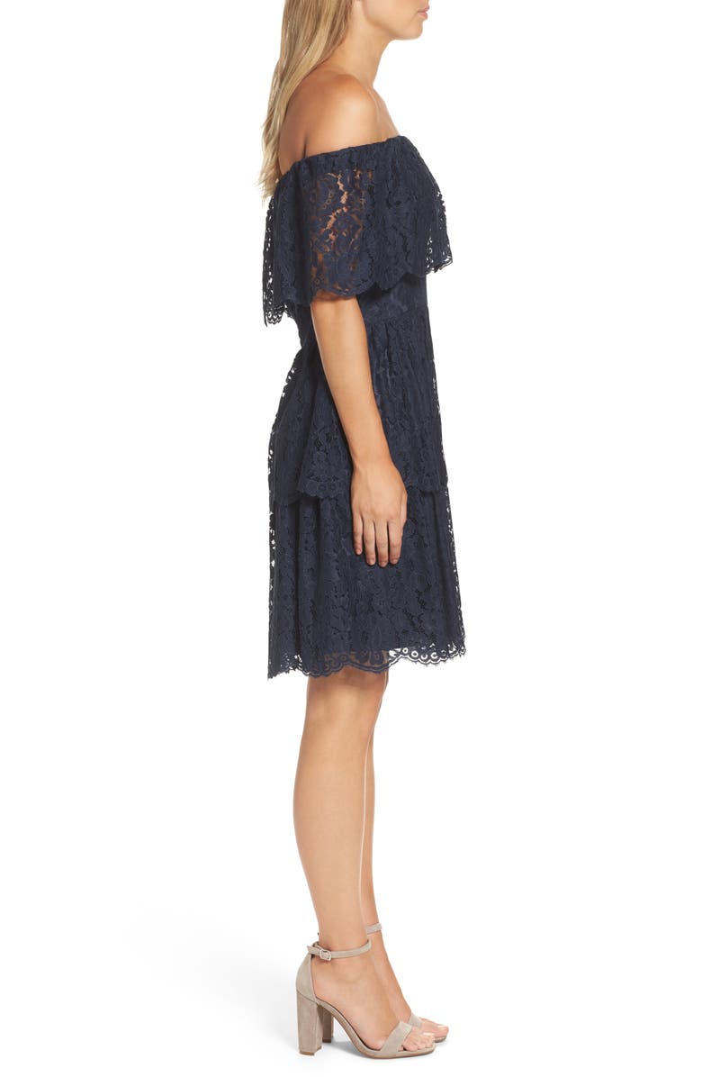 Eliza J Lace Off the Shoulder Dress, Alternate, color, 