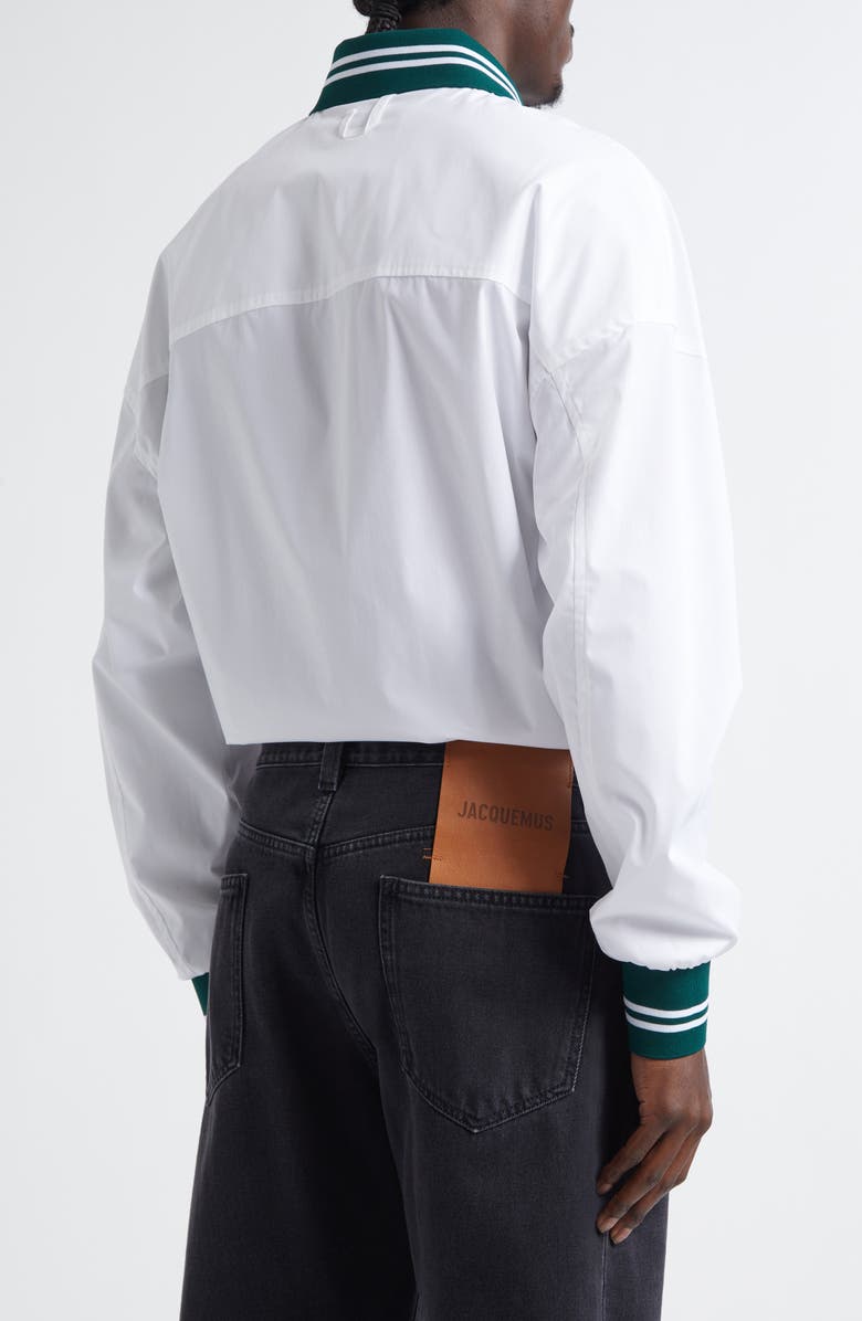 Jacquemus La Chemise Baseball Stretch Cotton Button-Up Shirt, Alternate, color, White