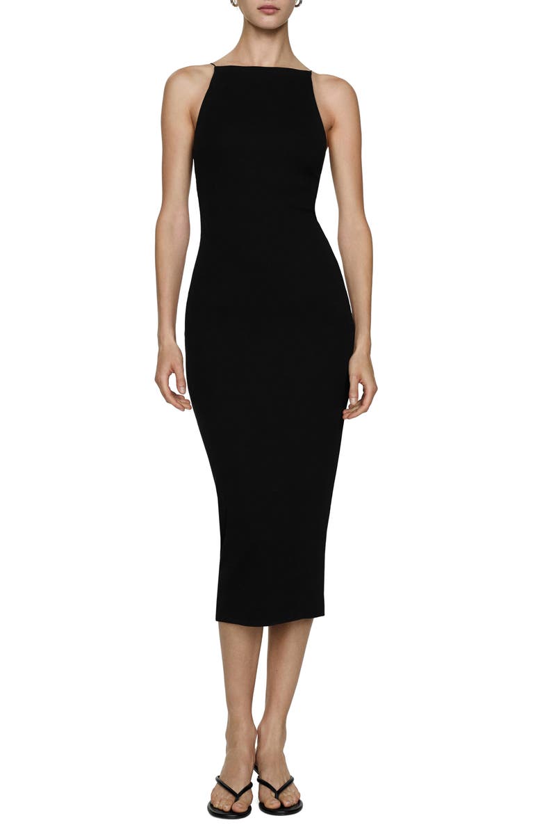 MANGO Stretch Cotton Body-Con Dress, Main, color, 