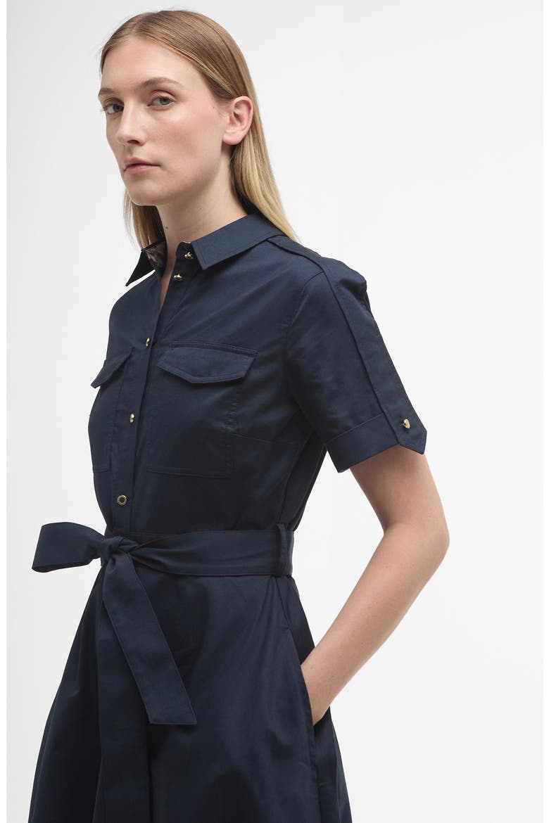 Ivy Short Sleeve Cotton Sateen Shirtdress, Alternate, color, DARK NAVY
