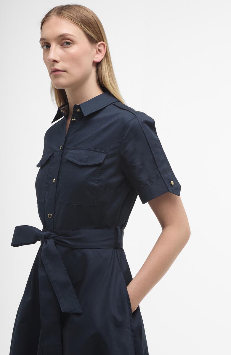 Barbour Ivy Short Sleeve Cotton Sateen Shirtdress, Alternate, color, Dark Navy