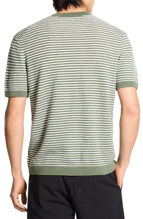 Theory Stripe Linen Tee In Green