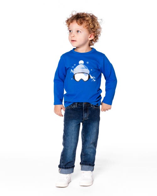 Deux Par Deux Long Sleeve Organic Cotton Jersey Tee In Blue
