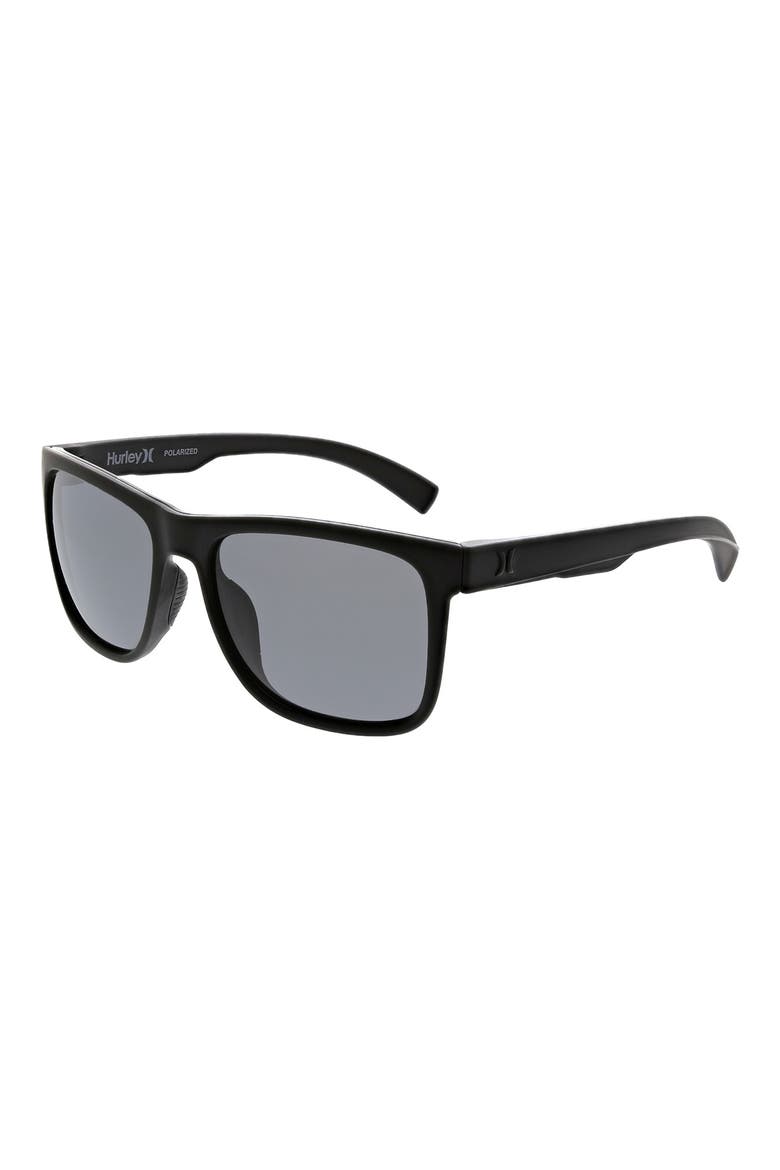 56mm Polarized Square Sunglasses, Alternate, color, MATTE BLACK