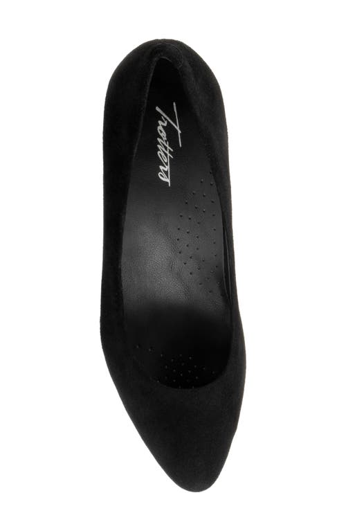 Trotters Kate Pointed Toe Kitten Heel Pump In Black Suede