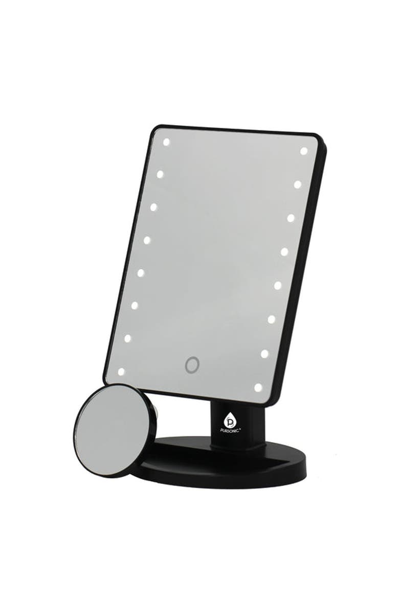 LED Lighted Vanity Makeup Mirror, Alternate, color, Black