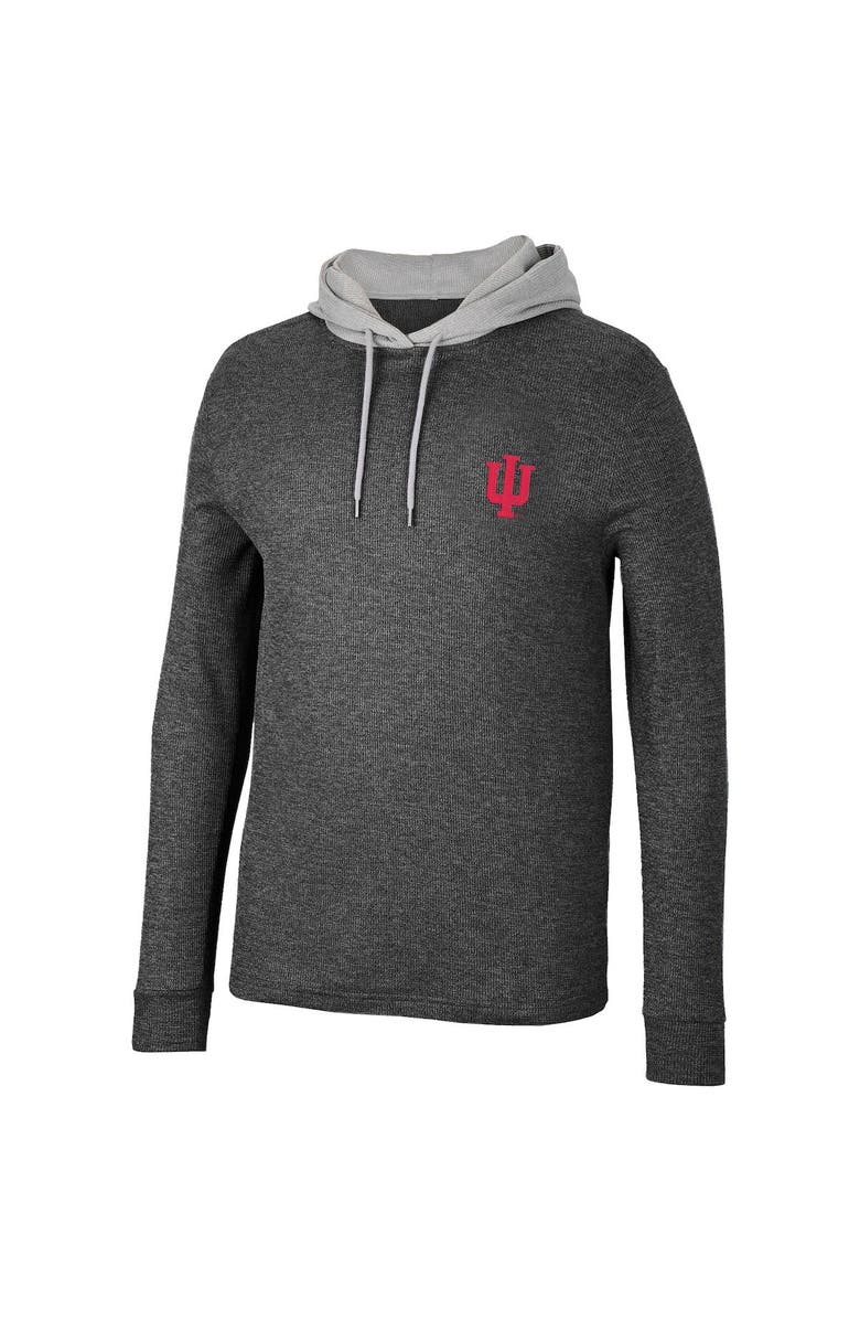COLOSSEUM Men's Colosseum Black Indiana Hoosiers Ballot Waffle-Knit Thermal Long Sleeve Hoodie T-Shirt, Alternate, color, 