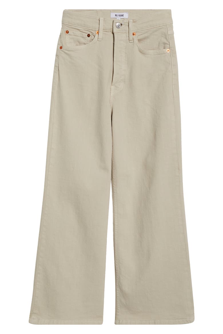 High Waist Ankle Wide Leg Jeans, Alternate, color, PEBBLE