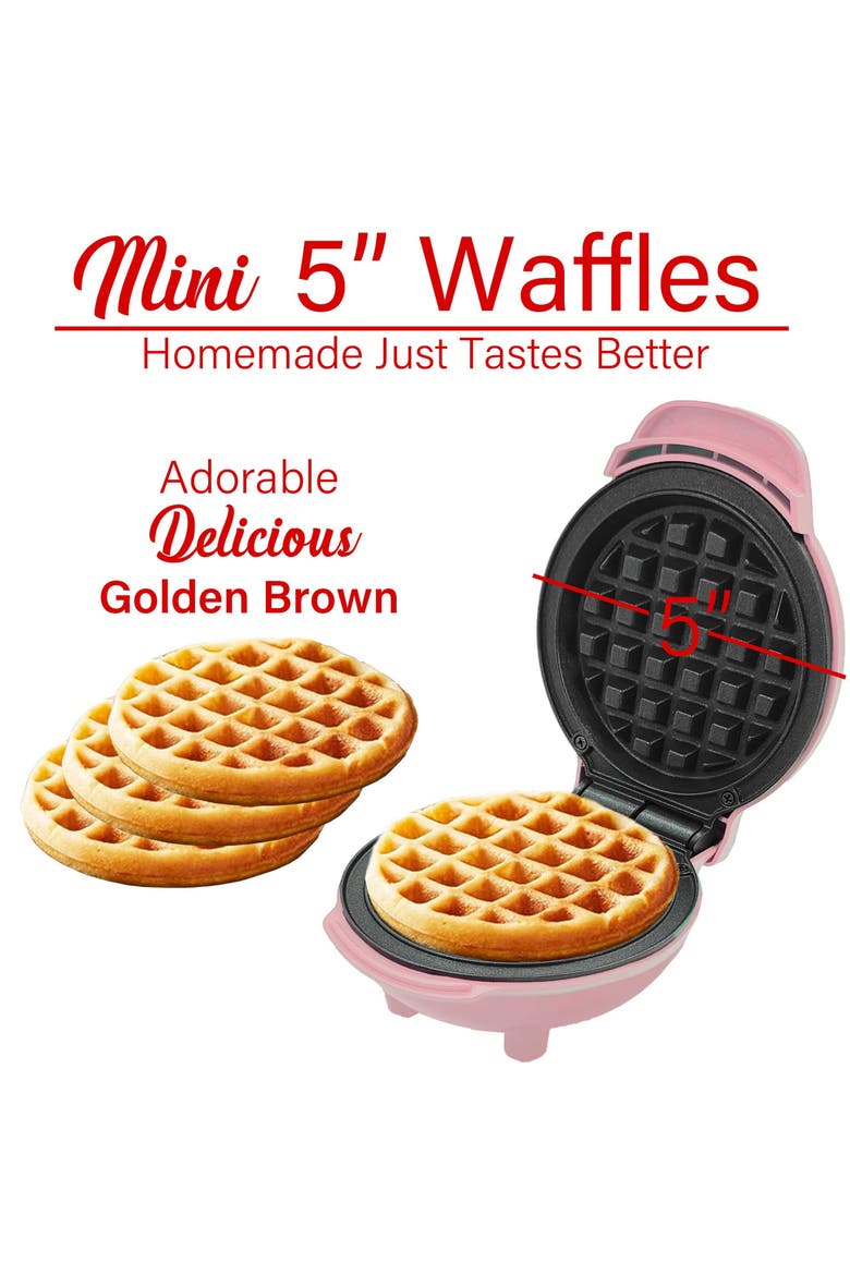 Non-Stick 5 Waffle Maker, Alternate, color, Pink
