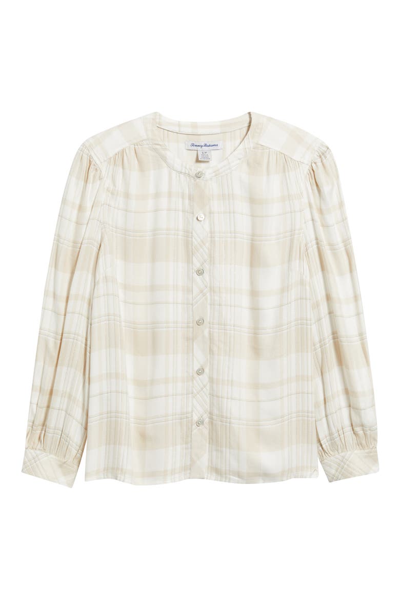 Pearl Beach Plaid Flannel Button-Up Shirt, Alternate, color, COCONUT