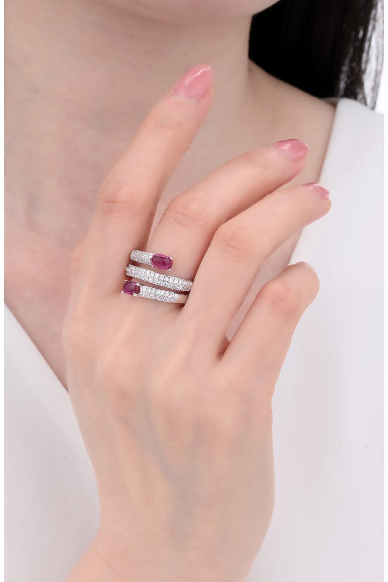 Cubic Zirconia Faux Wrap Ring, Alternate, color, SILVER