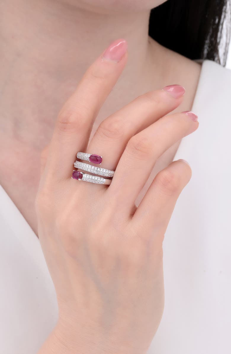 EYE CANDY LOS ANGELES Cubic Zirconia Faux Wrap Ring, Alternate, color, Silver