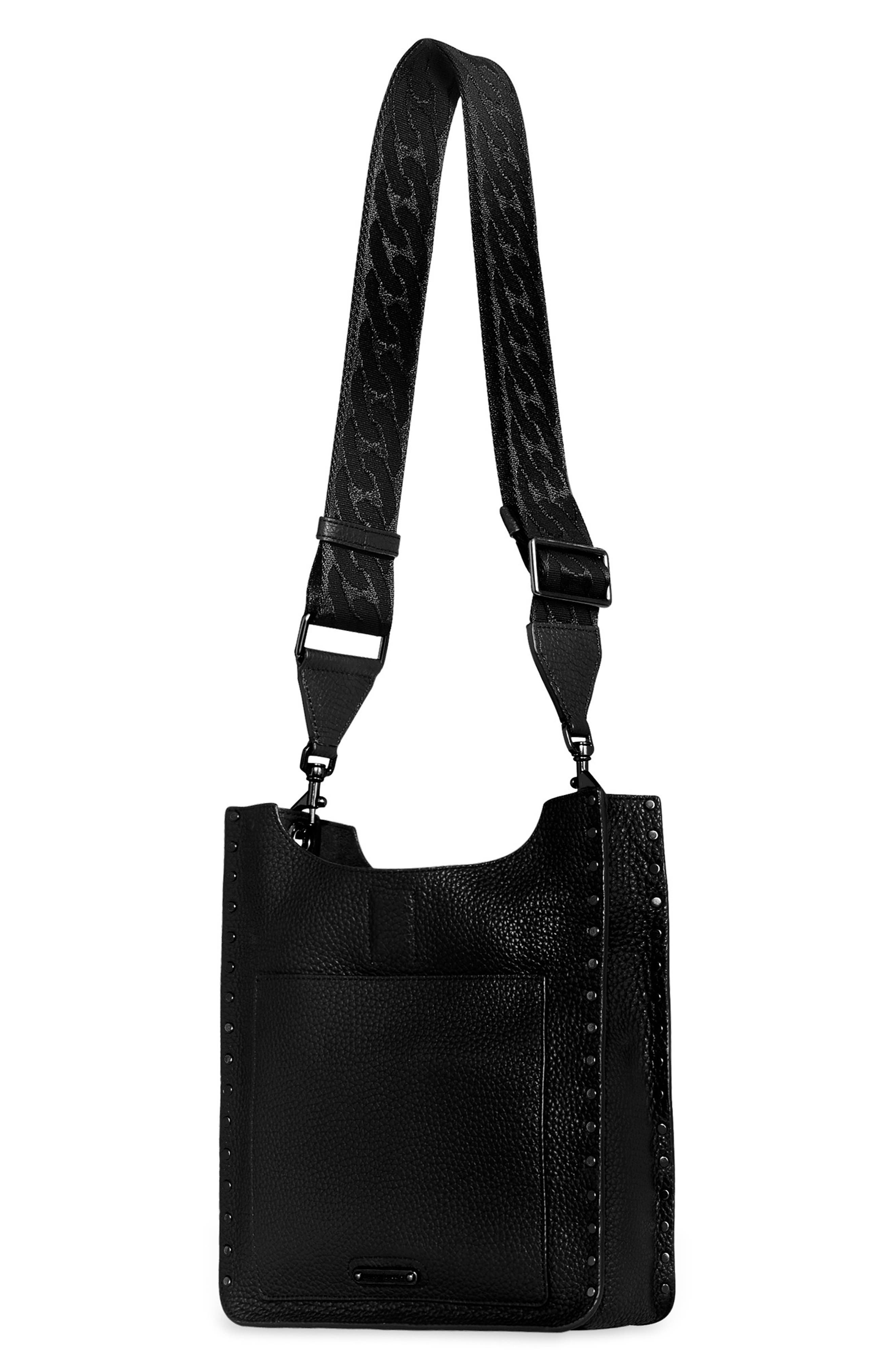 Darren Medium Feed Leather Crossbody Bag, Alternate, color, BLACK