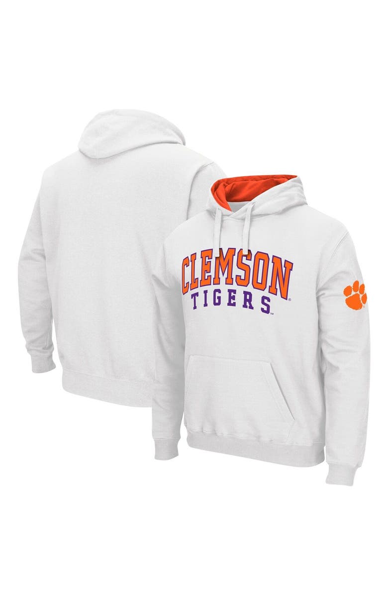 COLOSSEUM Men's Colosseum White Clemson Tigers Double Arch Pullover Hoodie, Main, color, White