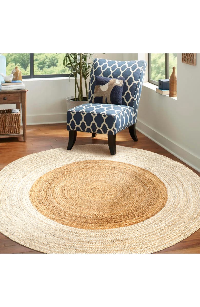 JONATHAN Y Oceana Two-Tone Boho Jute Circle Round Area Rug, Alternate, color, Cream/Natural