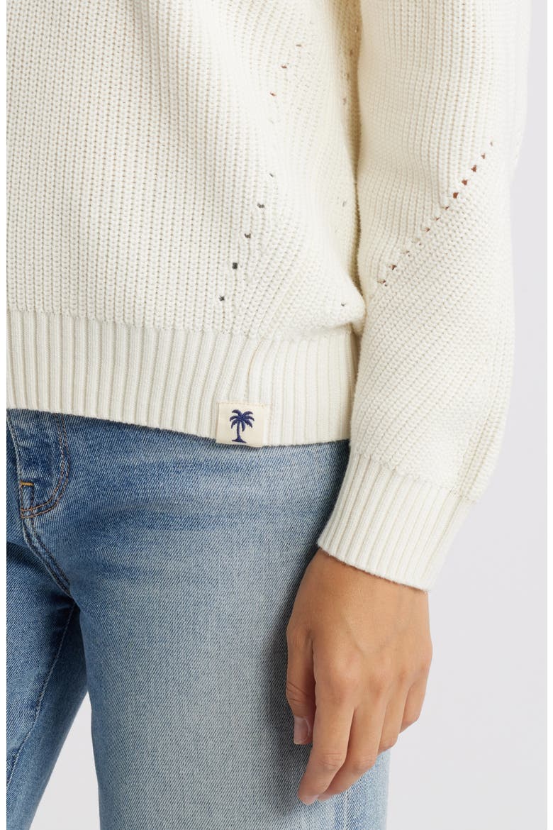 Indigo Palms Cotton V-Neck Sweater, Alternate, color, COCONUT