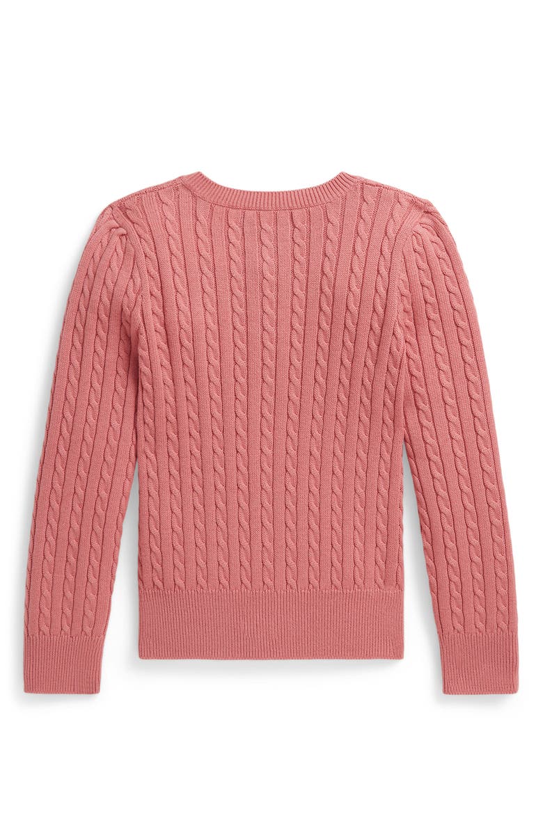 Polo Ralph Lauren Kids' Cable Cotton Cardigan, Alternate, color, Desert Rose